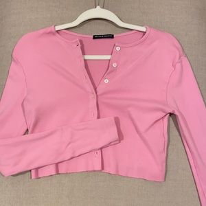 Brandy Melville Pink Long Sleeve Button Down